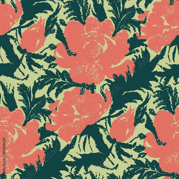 Obraz Seamless pattern  with flowers in doodle style. Vector illustration.