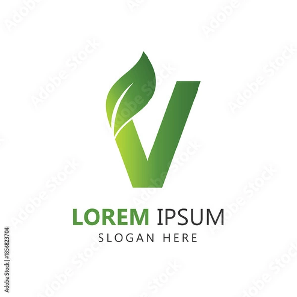 Obraz Letter V Leaf Logo Template