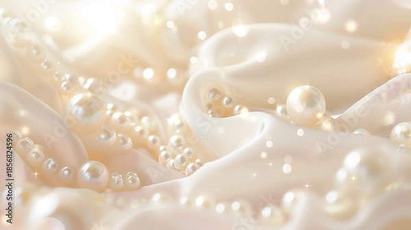 Fototapeta パール真珠の美しい滑らかな布のビジネス背景