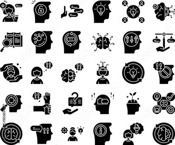 Obraz Critical Thinking Process Vector Glyph Icon Set