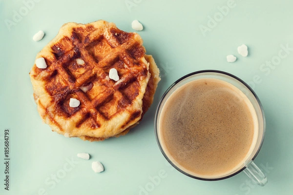 Fototapeta Homemade Belgian Liege or sugar waffles