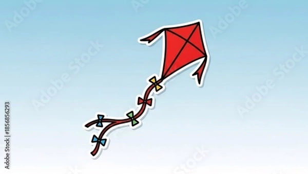 Obraz 赤い凧が空に舞う