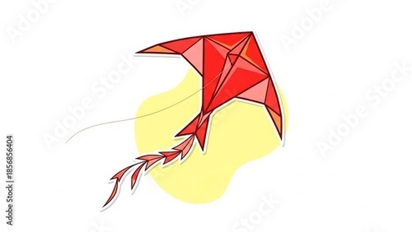 Obraz 赤い凧が空に舞う