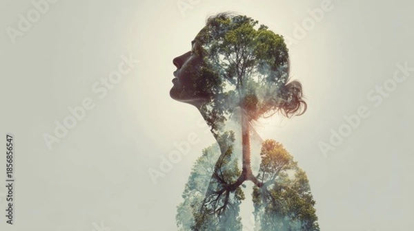 Obraz green trees inside human lungs