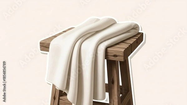 Obraz 木の椅子に布が優美に置く