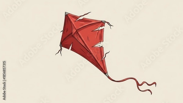 Obraz 赤い凧が空へ舞う