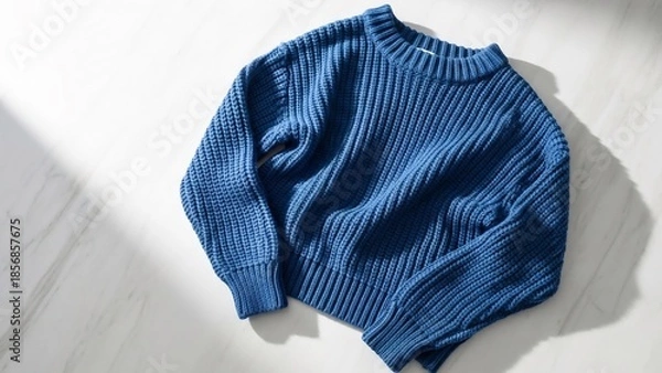 Fototapeta 青いセーターが静かに置く