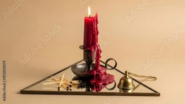 Obraz 赤い蝋燭が美しく燃える