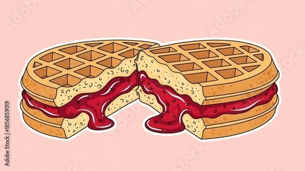 Obraz 甘いワッフルが輝く。