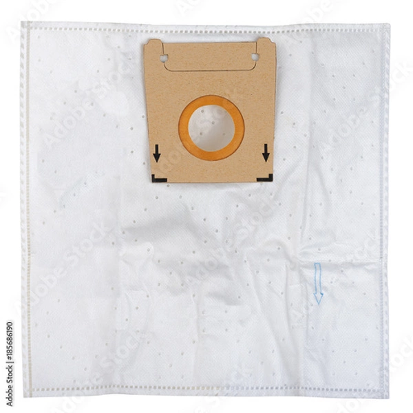 Obraz Non-woven disposable dust bag for vacuum cleaner isolated on white 