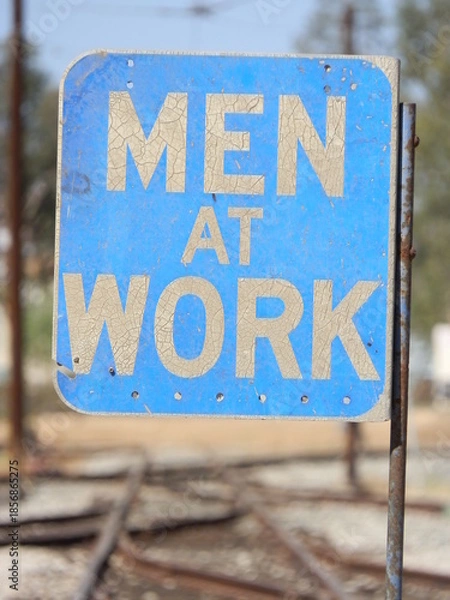 Obraz An old Men at Work sign