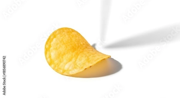 Obraz Isolated Potato Chip with Shadow on White Background, Studio Shot