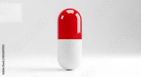 Obraz Red and White Capsule on White Background