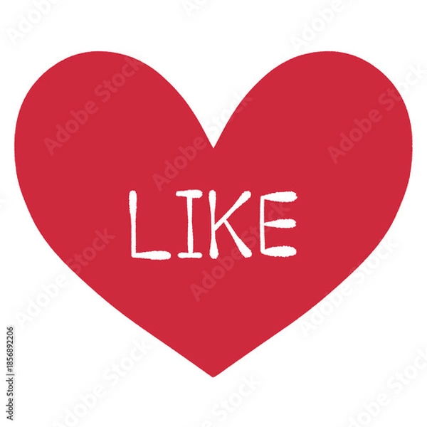 Fototapeta 文字が書かれた赤いハート　LIKE