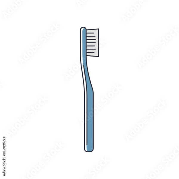 Obraz Simple Blue Toothbrush Side View Illustration.