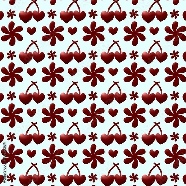 Obraz Cherry Blossom Pattern (Dark Red)