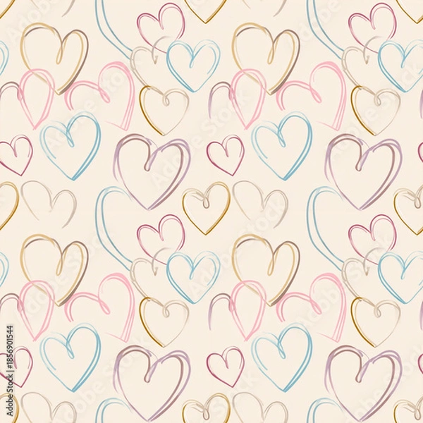Obraz seamless pattern with hearts, minimalistic design 