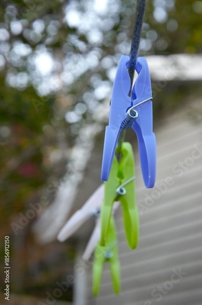Obraz clothespins on rope