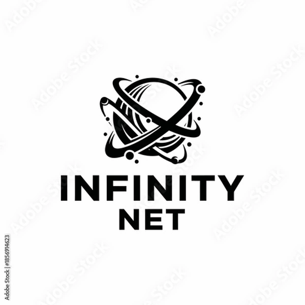 Fototapeta Infinity Net Logo Design with Planet.