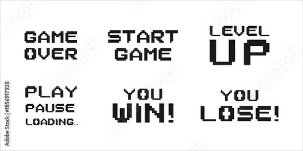 Obraz Basic Retro Pixel Game UI Elements Pack Text effect Collection