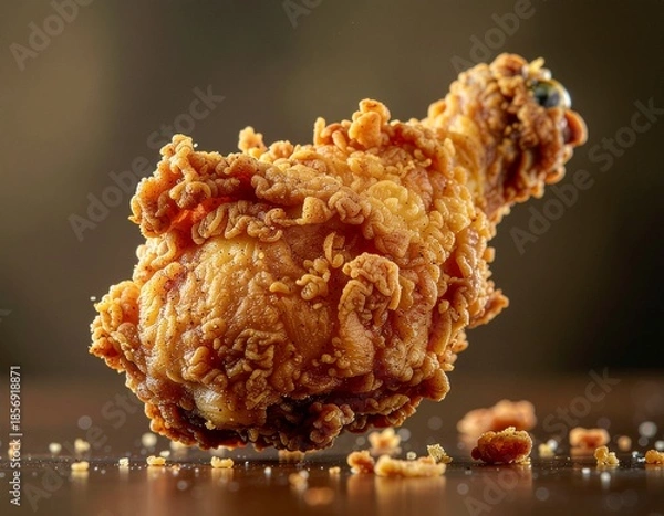 Fototapeta menu food photography, fried chicken, close up macro, crispy texture, clean background, professional lighting
