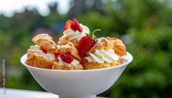 Obraz Windbeutel mit Erdbeeren