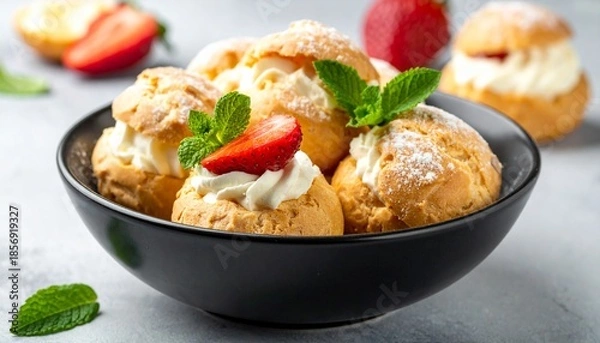 Obraz Windbeutel mit Erdbeeren