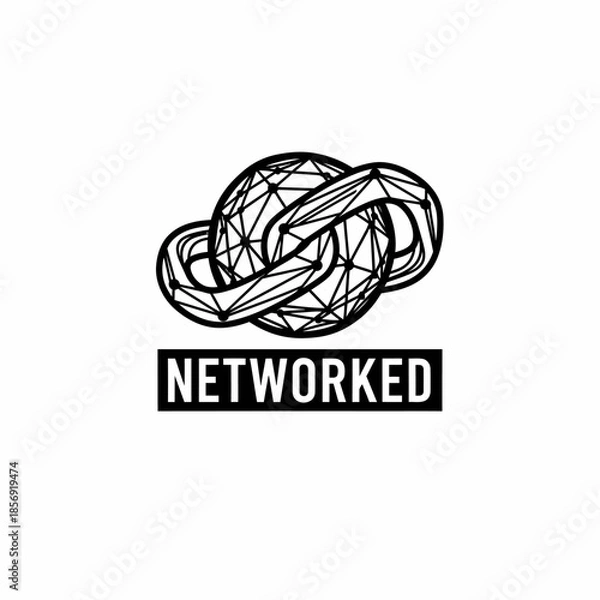 Fototapeta Networked Logo with Interconnected Lines Design.