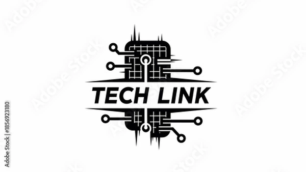 Fototapeta Tech Link Logo Design Circuit Board.