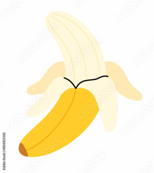 Obraz Open yellow banana. Flat vector illustration.