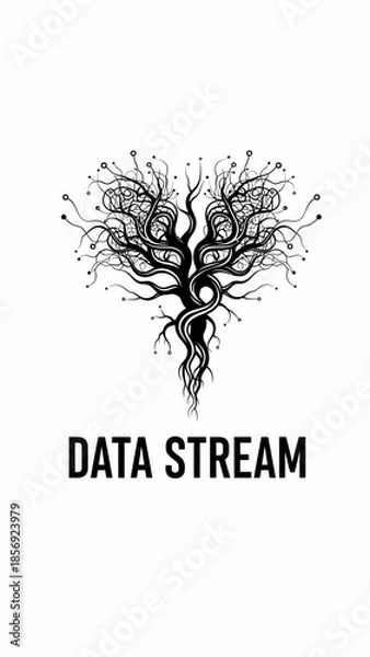Fototapeta Tree shaped data stream illustration design.