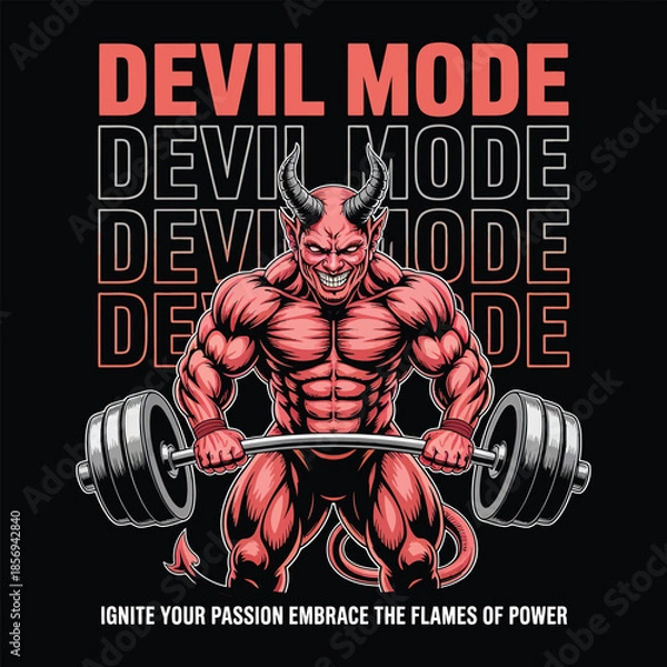 Obraz Devil Mode Bodybuilder Mascot Ignite Your Passion Gym Vector Art