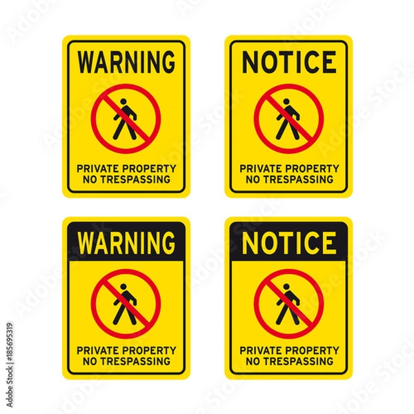 Obraz Private property no trespassing sign set