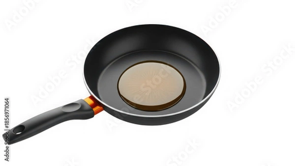 Obraz Black frying pan with handle on transparent background isolated
