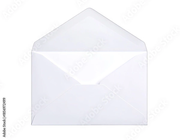 Obraz A crisp white open envelope centered against a stark black background.