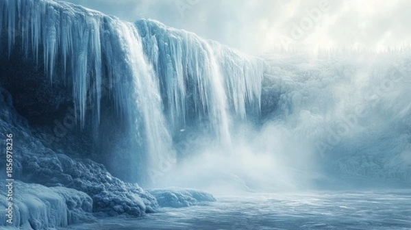 Obraz A frozen waterfall mid-motion