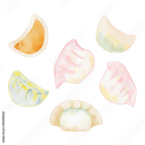 Obraz Watercolor Dumpling Set Illustration