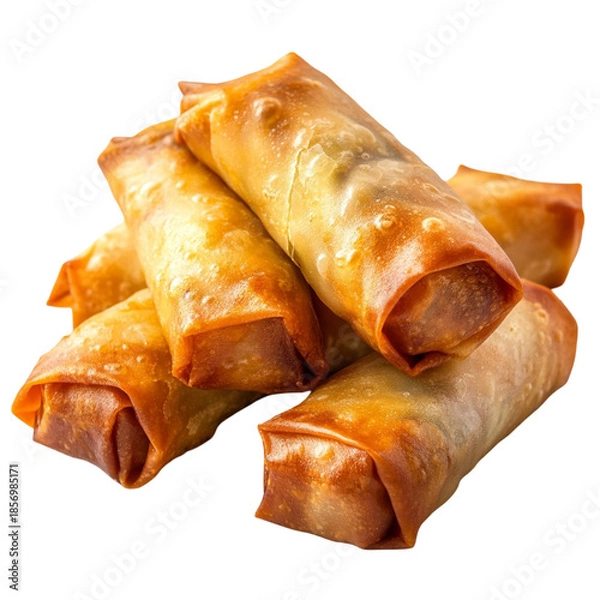 Fototapeta Crispy spring rolls isolated on transparent background