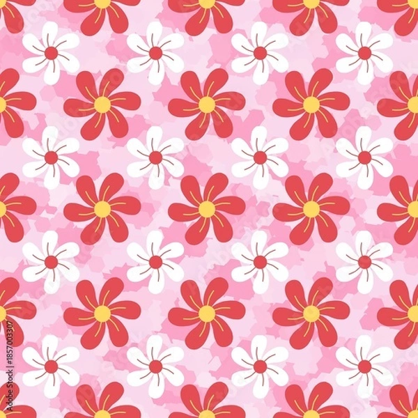 Obraz Pink Daisy Floral Seamless Pattern.