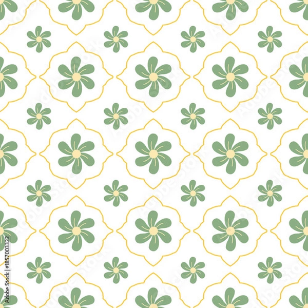Obraz Green Clover Floral Seamless Pattern.