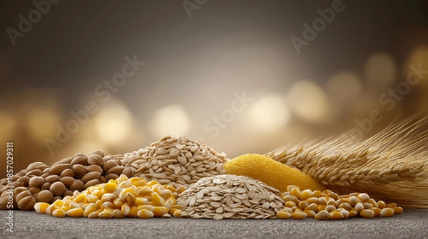 Obraz Assorted grains and cereals collection on rustic surface