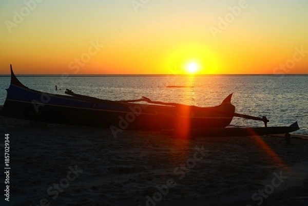 Obraz Soirée d'une pirogue en pause