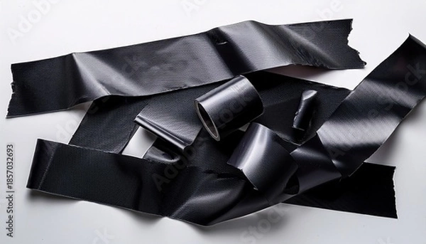 Obraz Black Matte Adhesive Torn Tape Objects
