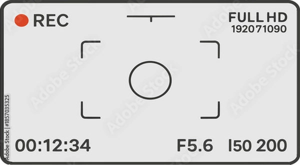 Obraz Video camera viewfinder . Camera display full hd format. Video filming screen vector template. 