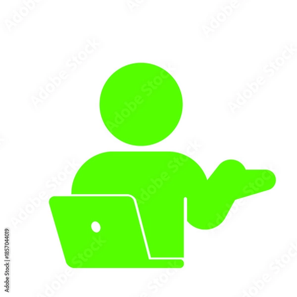 Fototapeta オンラインサポートや解説を表す人物イラスト(緑)