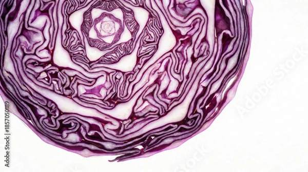 Obraz Red cabbage cross section backlit showing fractal organic pattern