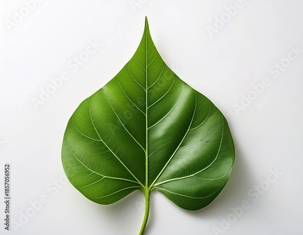 Fototapeta elegant green leaf on white background