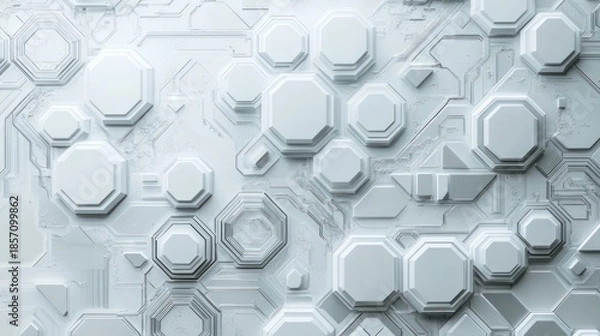 Fototapeta Abstract white technological hexagons pattern background