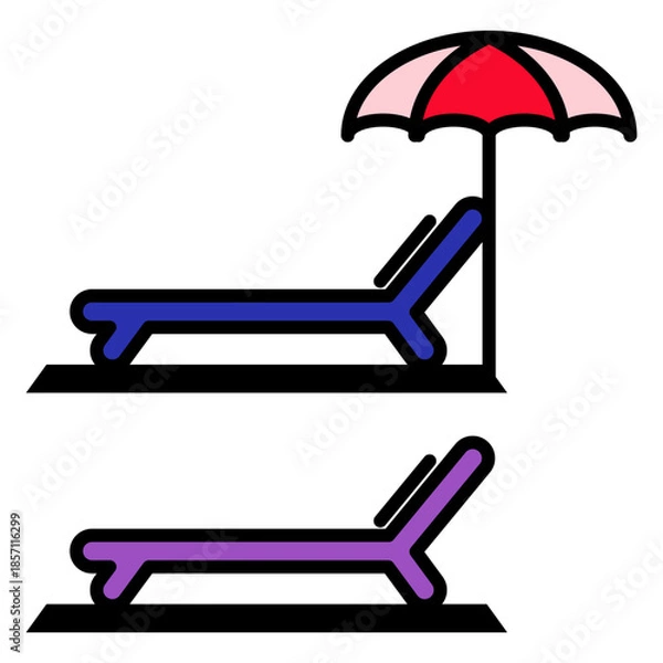 Fototapeta beach chairs icon vector design template modern