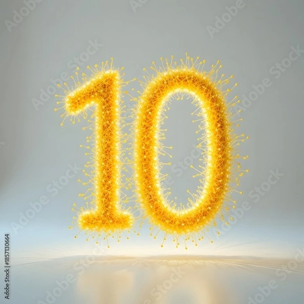 Obraz yellow 3d number ten